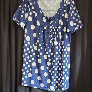 Blue Polka Dot Women's Top